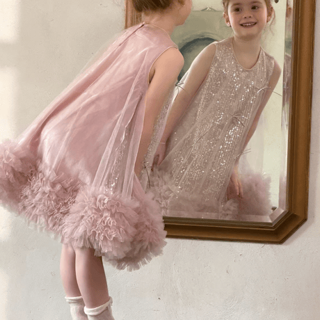 [予約] Blush Lilac Sparkle Ruffle Dress/ Little Time