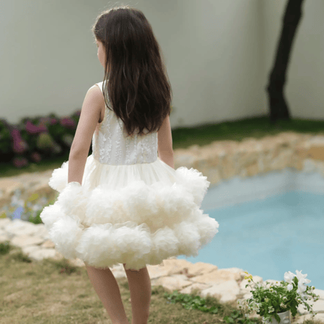 [予約] Ivory Blooming Tulle Dress