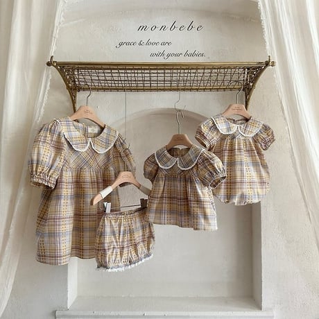 [予約] Checked Peony Suit/ Monbebe