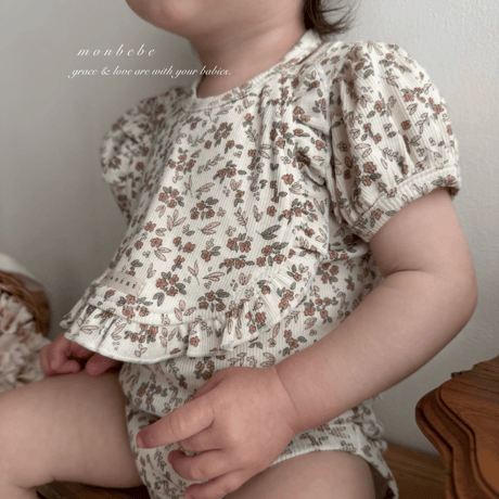 [予約] Puff flower suit (with bib) / Monbebe