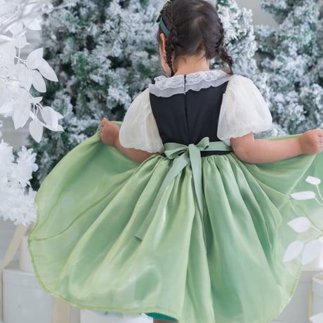 [予約] Princess nordic frill green dress