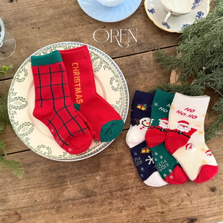[予約] 5-piece Santa socks set / OREN by Hibyebebe