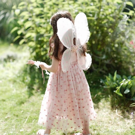 [予約] pink fly tutu dress + Angel wings SET