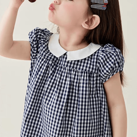 [予約] Navy Gingham petite Dress