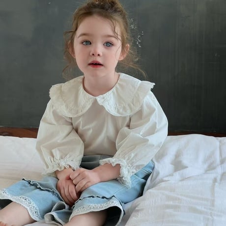 [即納] White collar cotton blouse/ aiai (110sizeのみ)
