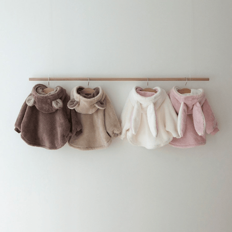 [即納] Bear fleece cloak cardigan(one size)/Lemonade