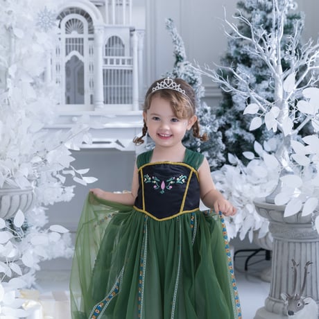 [予約]anna Green Glitter Dress(short sleeves) + tiara & stick set