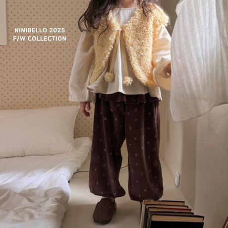 [即納] Vintage Flower Pants /Ninibello(Brown Lのみ)