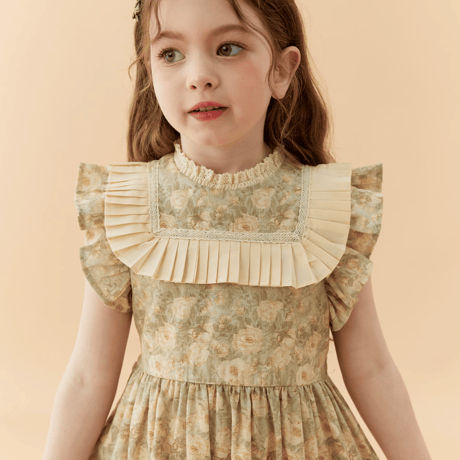 [予約] Vintage Floral Pleats Dress