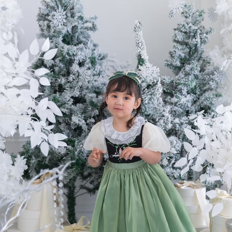 [予約] Princess nordic frill green dress