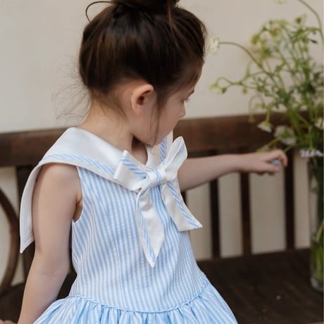 [予約] aqua marine school-look dress