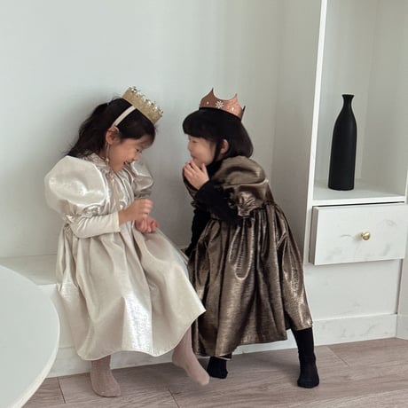 [即納] Blush dress(cream aurora/ black gold) / Hibyebebe （ cream aurora M, L _ size のみ）