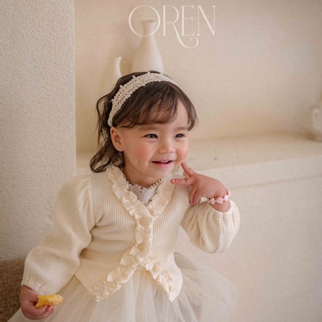 [即納] jemma cardigan + tutu leggings set / OREN by Hibyebebe （cream, purple S _ size のみ）