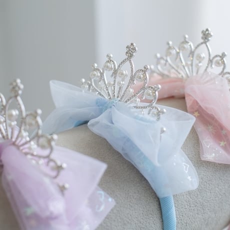 [予約] pearl crown ribbon hairband