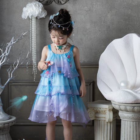 [予約] Aqua Shell Fairy Dress + Twinkle Shell Mermaid Hairpin SET