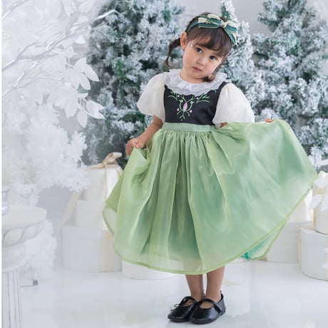 [予約] Princess nordic frill green dress