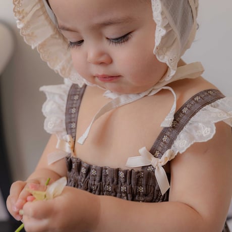 [予約 Rosette lace bonnet  /M.kids