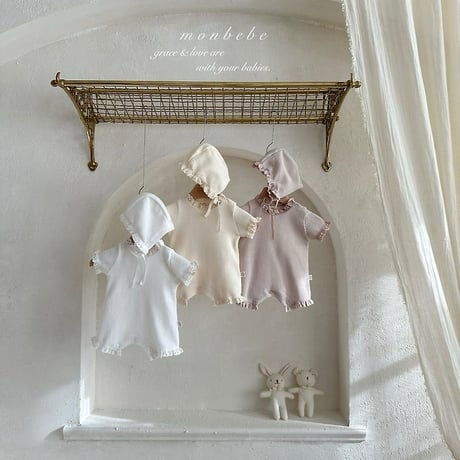 [予約] Waffle suit (bonnet included) / Monbebe