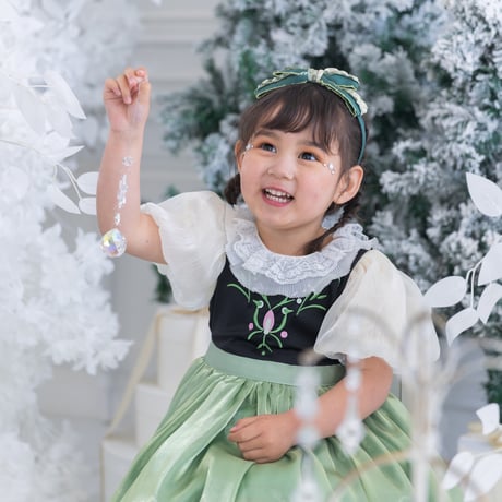 [予約] Princess nordic frill green dress