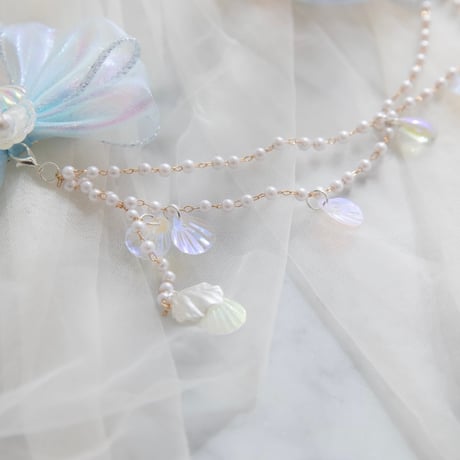 [予約]  pearl ribbon seashell hairpin