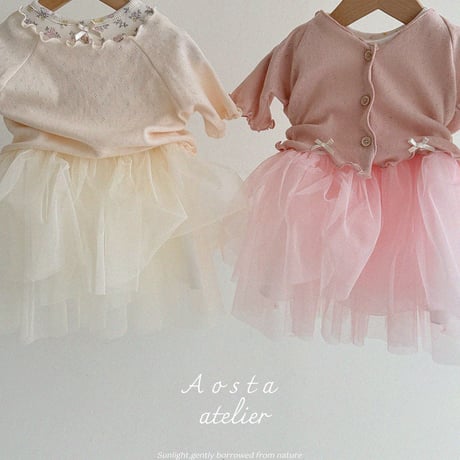 [即納] camellia cardigan / Aosta(ivory S,M,L,XL_pink S,M,L,XLのみ)