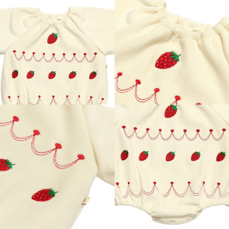 [即納]  Strawberry cake rompers