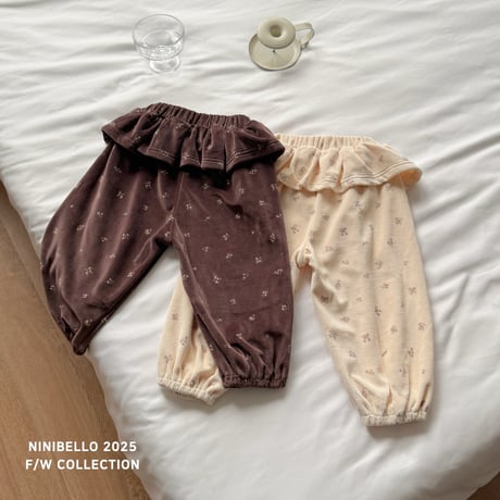 [即納] Vintage Flower Pants /Ninibello(Brown Lのみ)