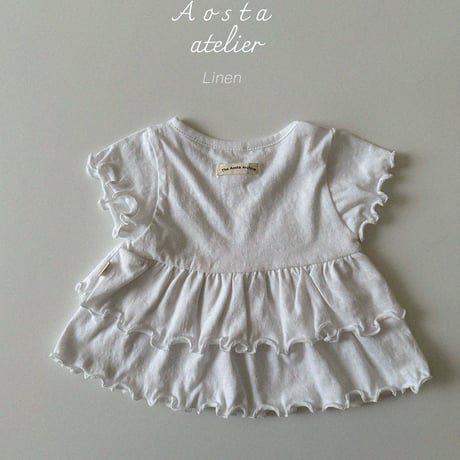 [即納] linen frill blouse / Aosta(ivory S,L,XL_のみ)
