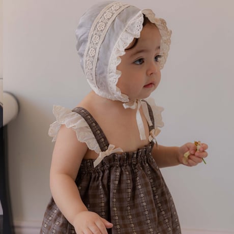 [予約 Rosette lace bonnet  /M.kids