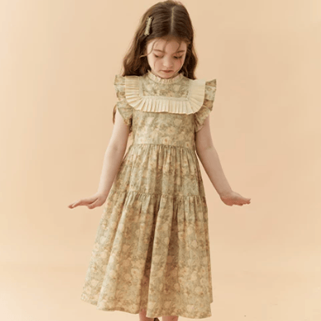 [予約] Vintage Floral Pleats Dress