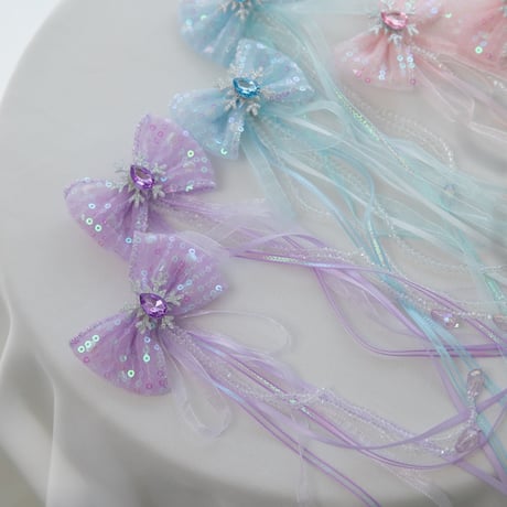 [予約] Jewelry Long Ribbon Hairpin (2 pieces)