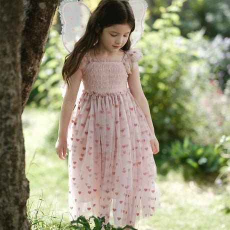 [予約] pink fly tutu dress + Angel wings SET