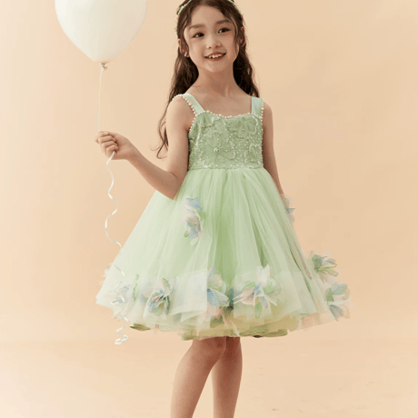 [予約] Mint Blossom Beaded Dress(+Wings)