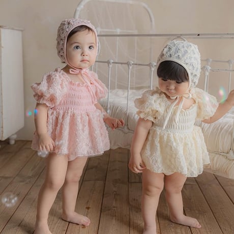 [予約] Juliet Bloom Swimsuit (bebe) (Hat Set)/ OREN by Hibyebebe