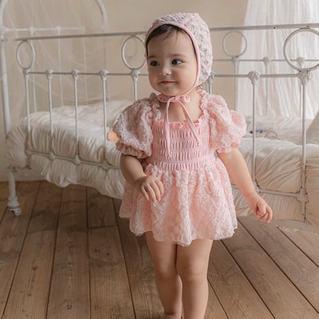 [予約] Juliet Bloom Swimsuit (bebe) (Hat Set)/ OREN by Hibyebebe