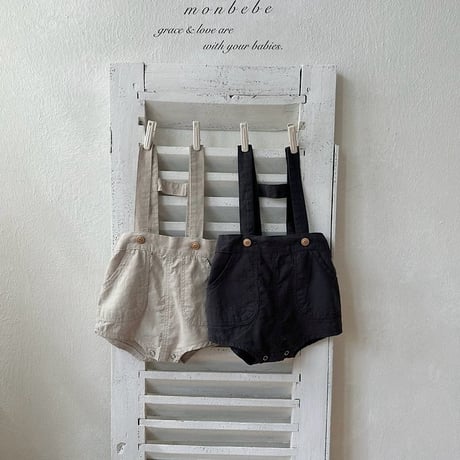[予約] Linen suspender shorts / Monbebe