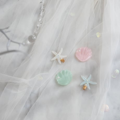 [予約] Shell & Starfish Hair Clip 2-piece Set