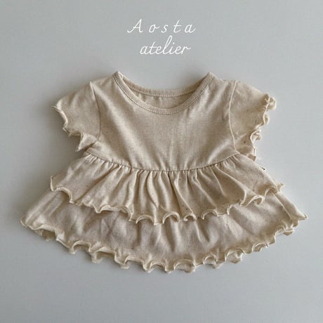 [即納] linen frill blouse / Aosta(ivory S,L,XL_のみ)