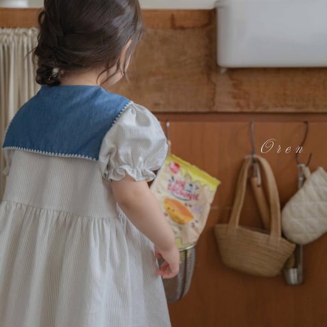[予約] Pure Tie ST Dress (Kids) / OREN by Hibyebebe