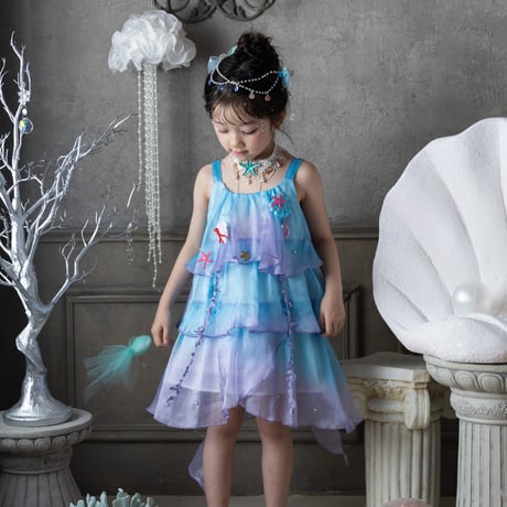 [予約] Aqua Shell Fairy Dress + Twinkle Shell Mermaid Hairpin SET