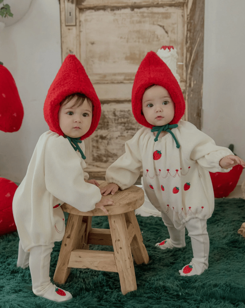 mimiel いちごロンパース いちご帽子 即納] Strawberry cake rompers | Mimiel