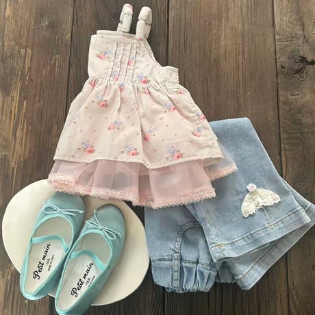 [即納] Pink flower tulle blouse / aiai  (110 size のみ )