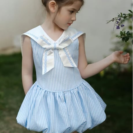 [予約] aqua marine school-look dress