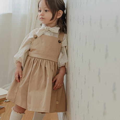 [即納] Windsorin Suspender Dress_Beige /Little Tini (S_sizeのみ)