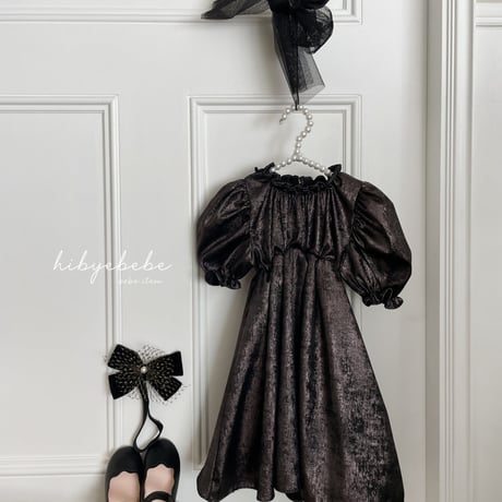 [即納] Blush dress(cream aurora/ black gold) / Hibyebebe （ cream aurora M, L _ size のみ）