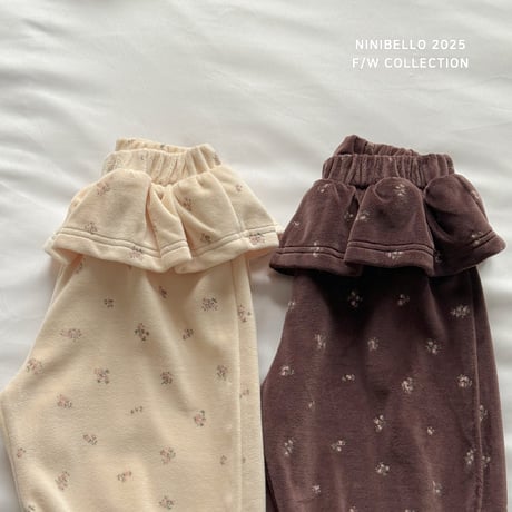 [即納] Vintage Flower Pants /Ninibello(Brown Lのみ)