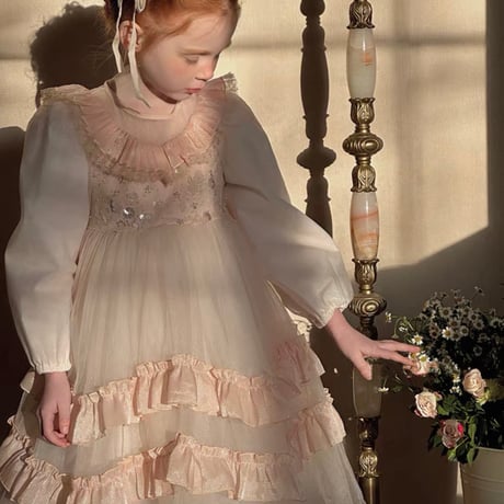 [予約] Romantic Vintage Lace Tulle Dress / omoi mignon