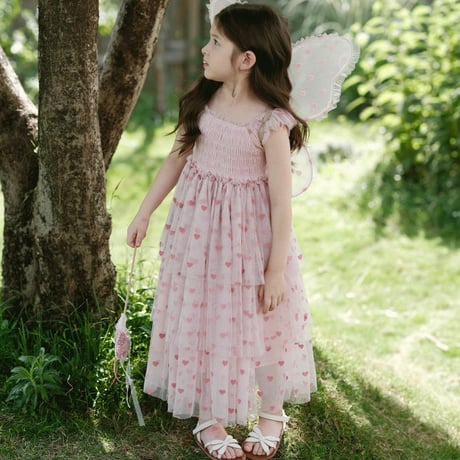 [予約] pink fly tutu dress + Angel wings SET