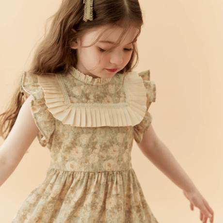 [予約] Vintage Floral Pleats Dress