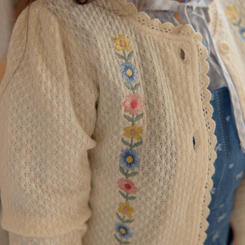 予約] Colette Flower Embroidered Cardigan (Kids)